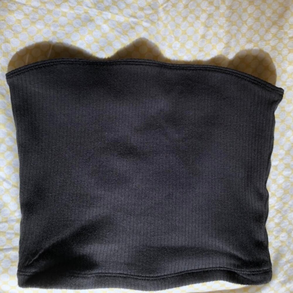 Black Hollister Ribbed Cropped Tube Top
